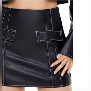 Faux Vegan Leather Black Skirt Medium NWT NEW